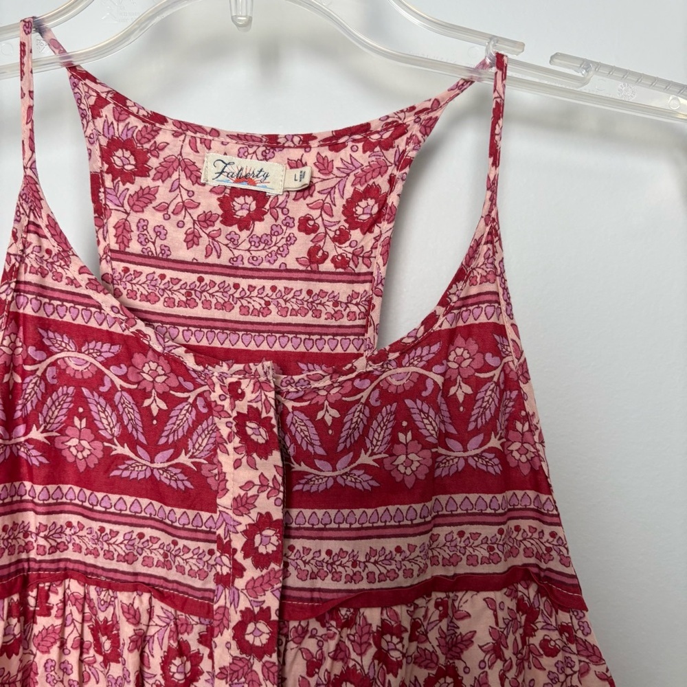 Faherty Adella Boho Red Floral Jumpsuit - Picture 4 of 10